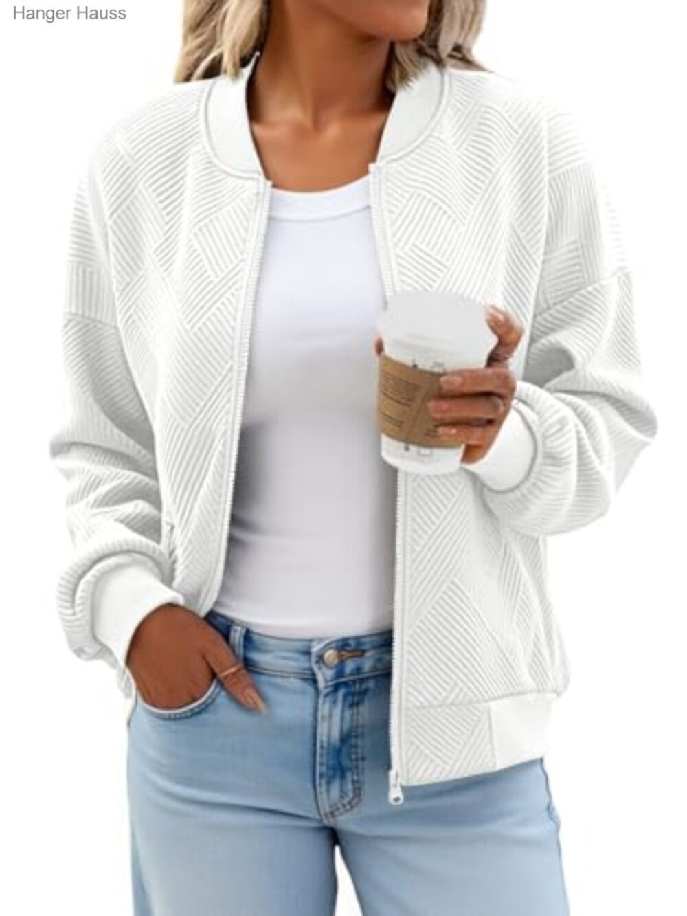 Women's Lightweight Zip Up Bomber Jacket with Pockets